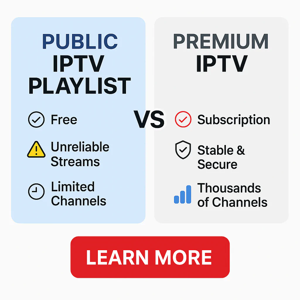 Public IPTV Playlists vs Premium IPTV – What’s Better in 2025