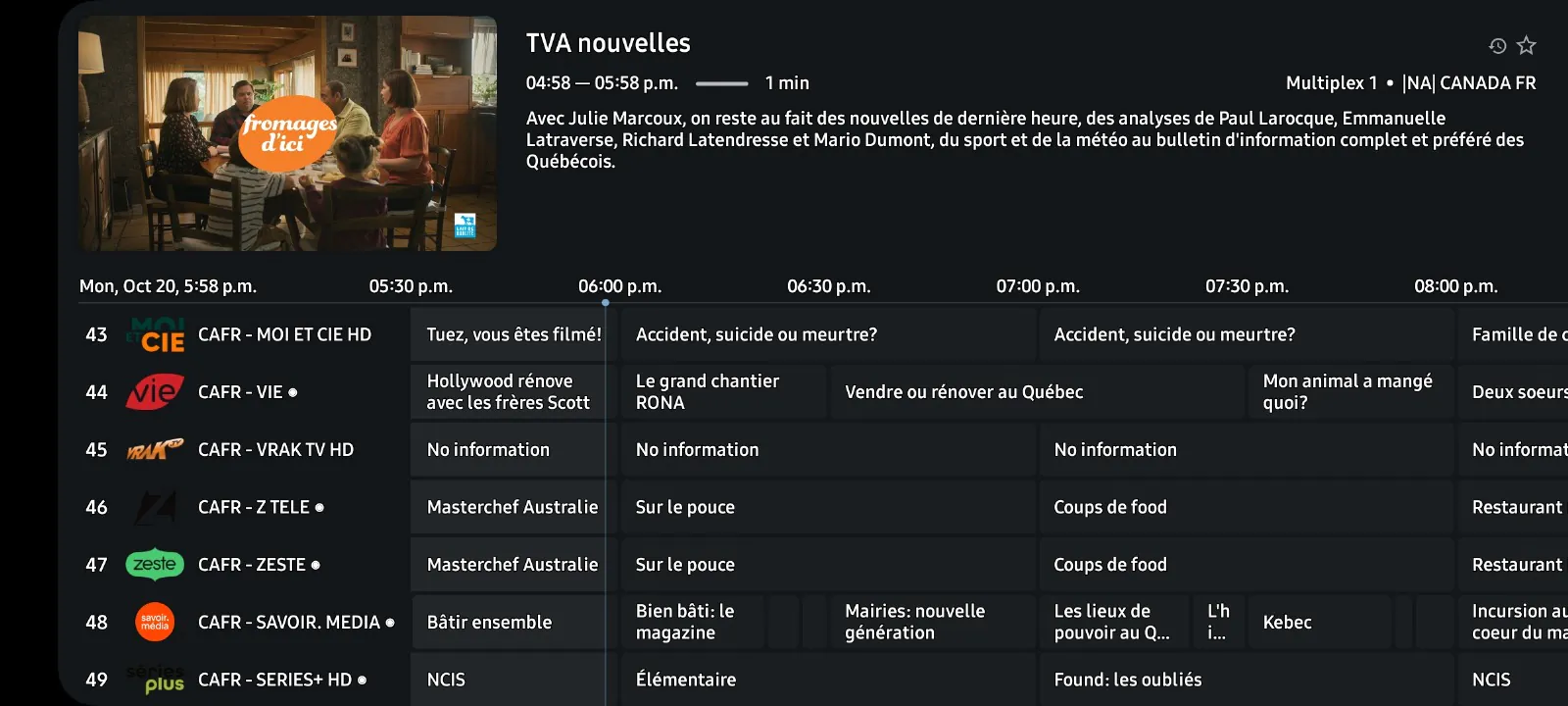 MULTIPLEX TVmate Live TV Interface